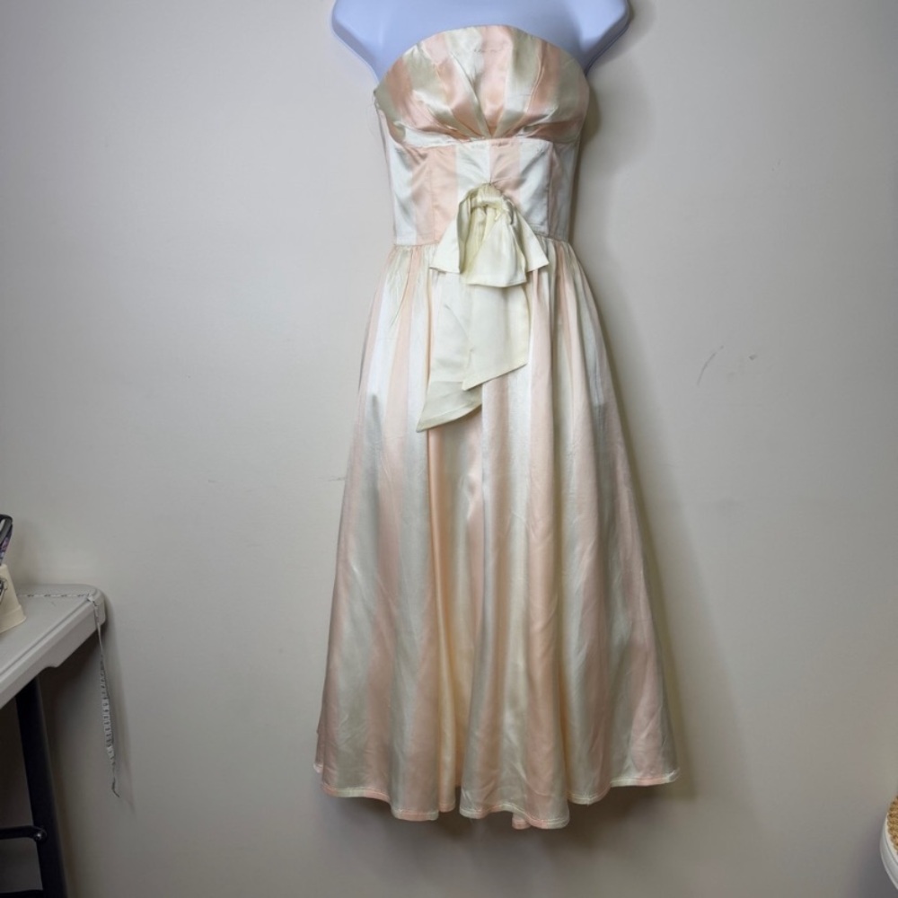 Vintage 70s Gunne Sax by Jessica McClintock Strawberry & Cream Striped Dress
